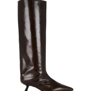 Anine Bing Black Knee-High Pointed-Toe Leather Boots Tall Hilda Boot